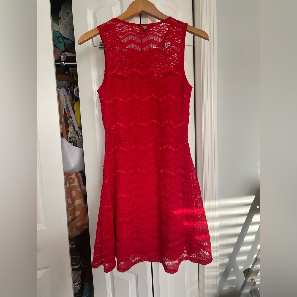Guess red lace A line mini dress